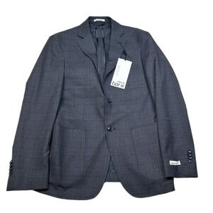 Bar III Slim Fit Sport Coat Mens 36S 36 Blue Tan Plaid Blazer Stretch $295‎ NEW